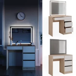 Schminktisch Sherry Sonoma 90 cm mit LED-Spiegel Vicco