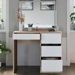 Schminktisch Sherry Sonoma 90 cm mit LED-Spiegel Vicco