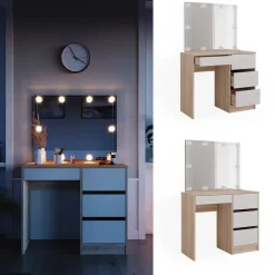 Schminktisch Sherry Sonoma 90 cm mit LED Beleuchtung Vicco