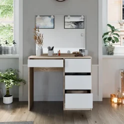 Schminktisch Sherry Sonoma 90 cm mit LED Beleuchtung Vicco