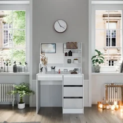 Schminktisch Sherry Weiß 80 cm mit Spiegel Vicco