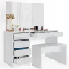 Schminktisch Sherry Weiß 120 cm mit Bank Vicco