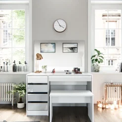 Schminktisch Sherry Weiß 120 cm mit Bank Vicco