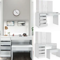 Schminktisch Sherry Weiß 120 cm mit Bank Vicco