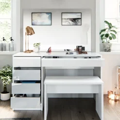 Schminktisch Sherry Weiß 120 cm mit Bank Vicco