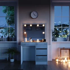 Schminktisch Sherry Weiß 90 cm mit LED Beleuchtung Vicco