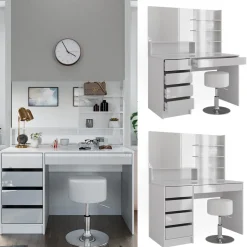 Schminktisch Sherry Weiß 120 cm mit Hocker Vicco