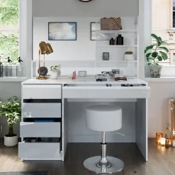 Schminktisch Sherry Weiß 120 cm mit Hocker Vicco