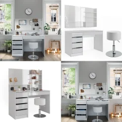 Schminktisch Sherry Weiß 120 cm mit Hocker Vicco