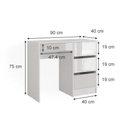 Schminktisch Sherry Weiß 90 cm ohne Spiegel Vicco