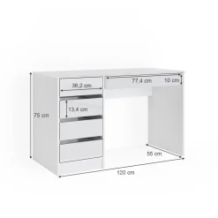 Schminktisch Sherry Weiß 120 cm Vicco