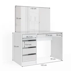 Schminktisch Sherry Weiß 120 cm Vicco