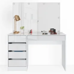 Schminktisch Sherry Weiß 120 cm mit LED Beleuchtung Vicco