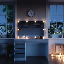 Schminktisch Sherry Weiß 120 cm mit LED Beleuchtung Vicco