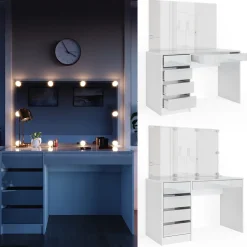 Schminktisch Sherry Weiß 120 cm mit LED Beleuchtung Vicco