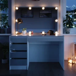 Schminktisch Sherry Weiß 120 cm mit LED Beleuchtung Vicco