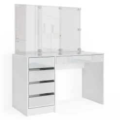 Schminktisch Sherry Weiß 120 cm mit LED Beleuchtung Vicco