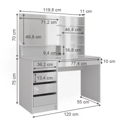Schminktisch Sherry Weiß 120 cm mit Spiegel Vicco