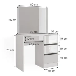 Schminktisch Sherry Weiß 90 cm Vicco