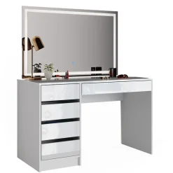 Schminktisch Sherry Weiß 120 cm mit LED Beleuchtung Vicco