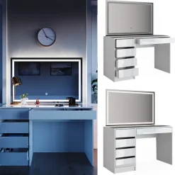 Schminktisch Sherry Weiß 120 cm mit LED Beleuchtung Vicco
