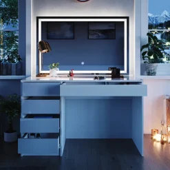 Schminktisch Sherry Weiß 120 cm mit LED Beleuchtung Vicco