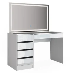 Schminktisch Sherry Weiß 120 cm mit LED Beleuchtung Vicco