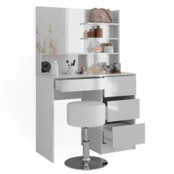 Schminktisch Sherry Weiß 90 cm mit Hocker Vicco