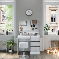 Schminktisch Sherry Weiß 90 cm mit Hocker Vicco