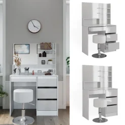 Schminktisch Sherry Weiß 90 cm mit Hocker Vicco