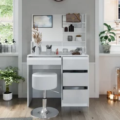 Schminktisch Sherry Weiß 90 cm mit Hocker Vicco