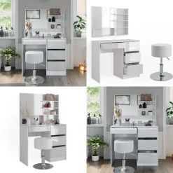 Schminktisch Sherry Weiß 90 cm mit Hocker Vicco