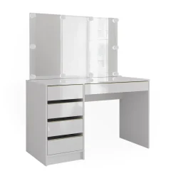 Schminktisch Sherry Weiß/Gold 120 cm mit LED Beleuchtung Vicco