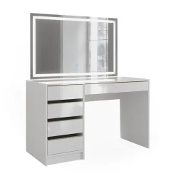 Schminktisch Sherry Weiß/Gold 120 cm mit LED-Spiegel Vicco