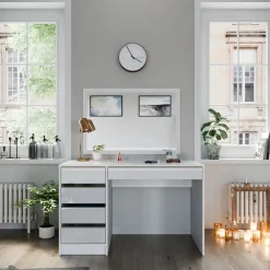 Schminktisch Sherry Weiß/Gold 120 cm ohne Spiegel Vicco