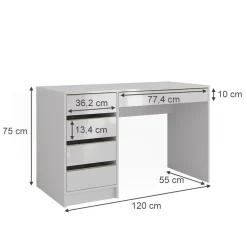 Schminktisch Sherry Weiß/Gold 120 cm ohne Spiegel Vicco