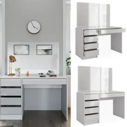 Schminktisch Sherry Weiß/Gold 120 cm mit Spiegel Vicco