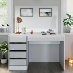 Schminktisch Sherry Weiß/Gold 120 cm mit Spiegel Vicco