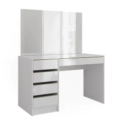 Schminktisch Sherry Weiß/Gold 120 cm mit Spiegel Vicco