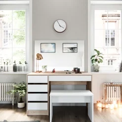 Schminktisch Sherry Weiß/Sonoma 120 cm mit Bank Vicco