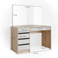 Schminktisch Sherry Weiß/Sonoma 120 cm Vicco