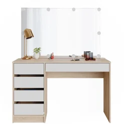 Schminktisch Sherry Weiß/Sonoma 120 cm mit LED Beleuchtung Vicco