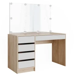 Schminktisch Sherry Weiß/Sonoma 120 cm mit LED Beleuchtung Vicco