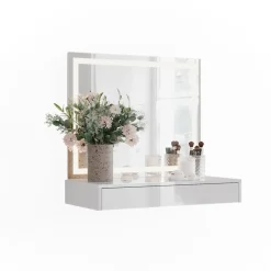 Schminktisch Sherry Weiß/Weiß Hochglanz 80 cm 2 Teile Vicco