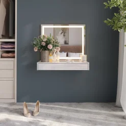 Schminktisch Sherry Weiß/Weiß Hochglanz 80 cm 2 Teile Vicco