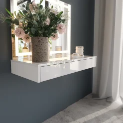 Schminktisch Sherry Weiß/Weiß Hochglanz 80 cm 2 Teile Vicco