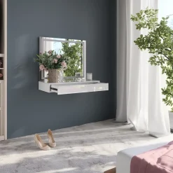 Schminktisch Sherry Weiß/Weiß Hochglanz 80 cm 2 Teile Vicco