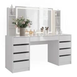 Schminktisch Sherry Weiß/Weiß Hochglanz 158.2 cm 4 Teile Vicco