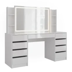 Schminktisch Sherry Weiß/Weiß Hochglanz 158.2 cm 4 Teile Vicco