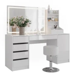 Schminktisch Sherry Weiß/Weiß Hochglanz 158.2 cm 4 Teile Vicco